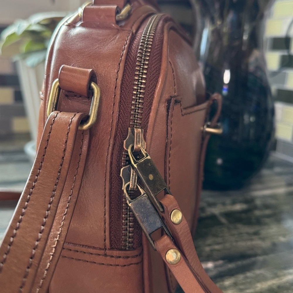 Born Brown Leather Crossbody Satchel | Saddle Cognac Dome Bag - Picture 6 of 15